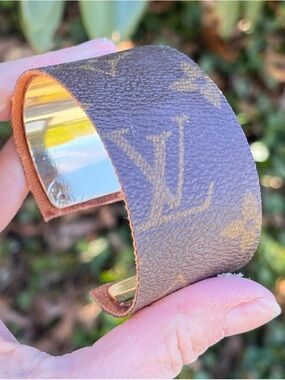 Louis Vuitton Brown Monogram Wide Cuff Bracelet Hand Made